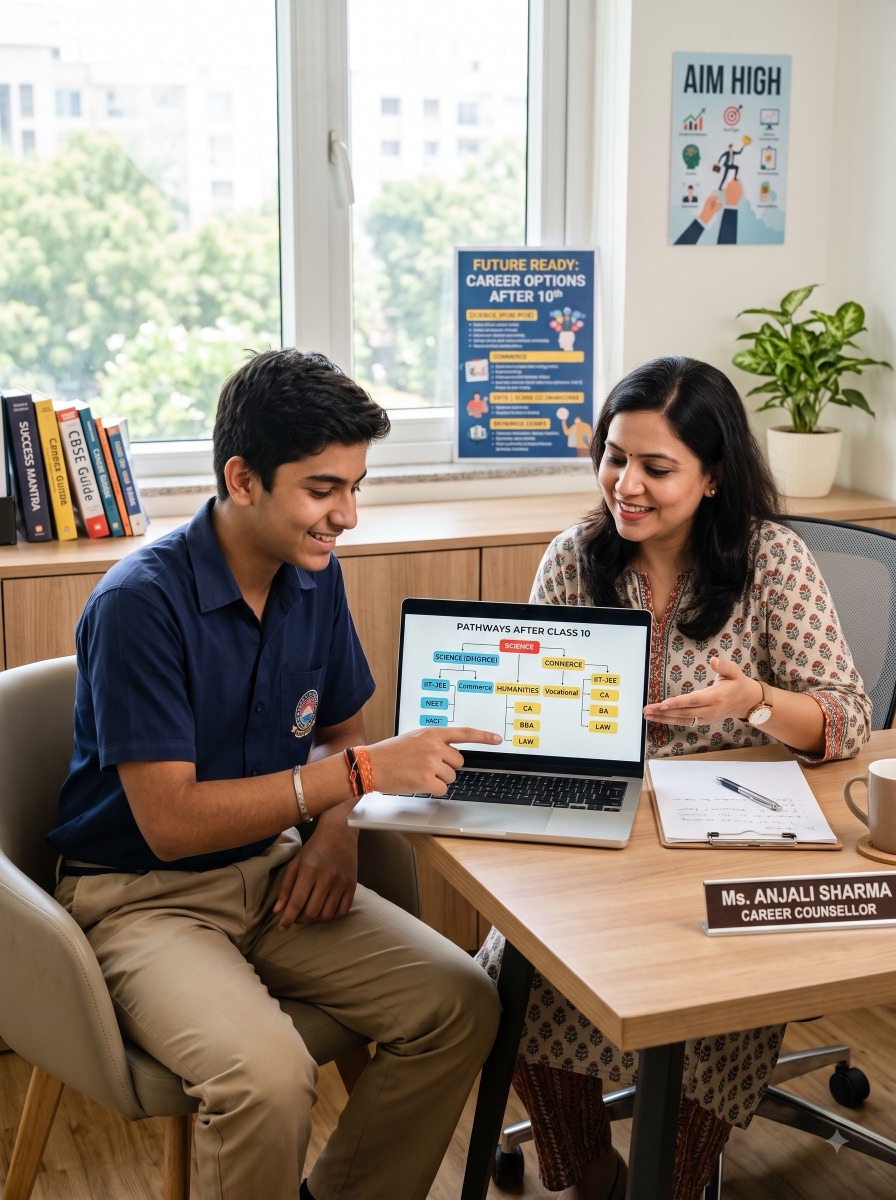 A Class 9–12 student and a Lodestar career counsellor in a guidance session